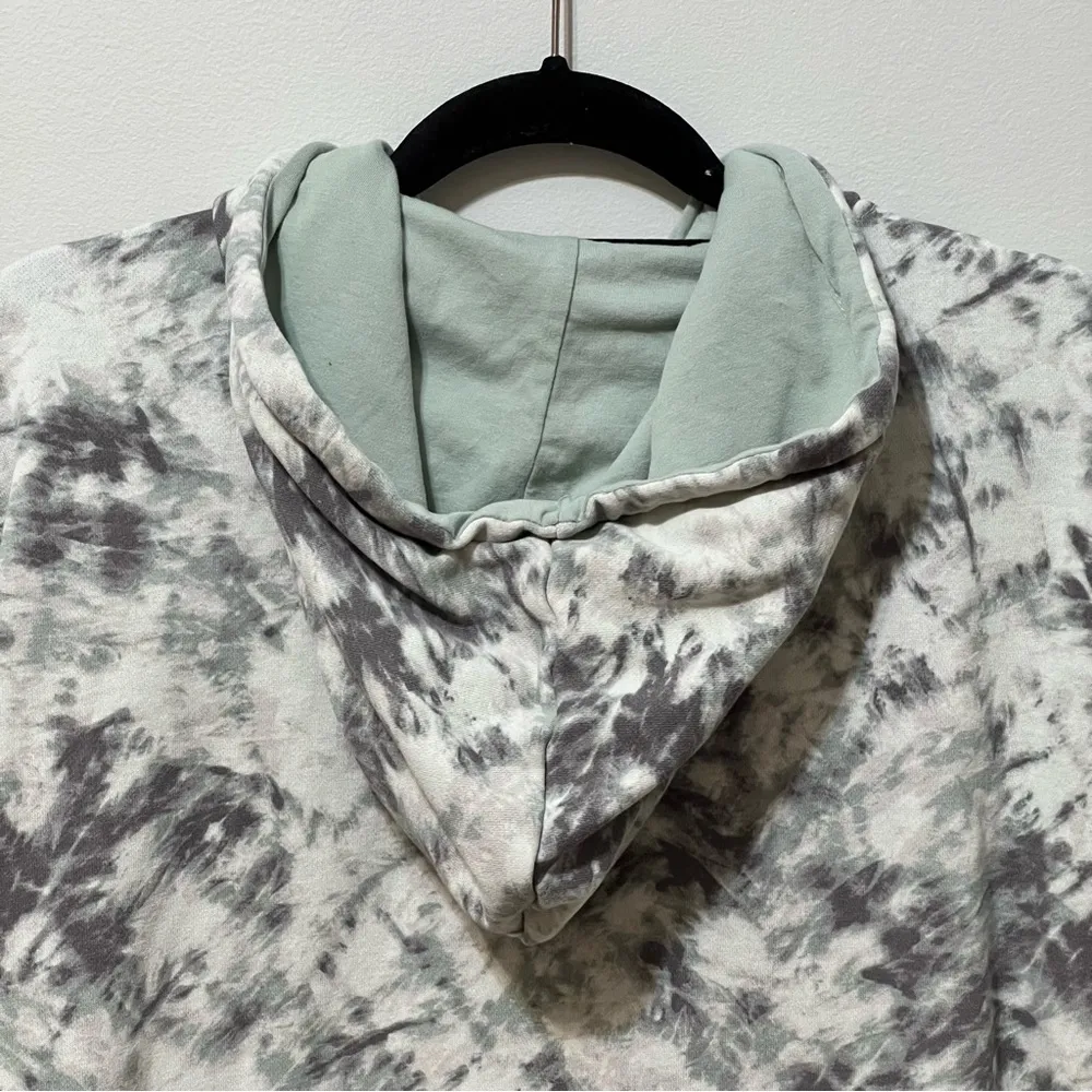 H by Halston Tie Dye Full Zip Up Hoodie Sweatshirt Gray White Mint Green L - Image 9