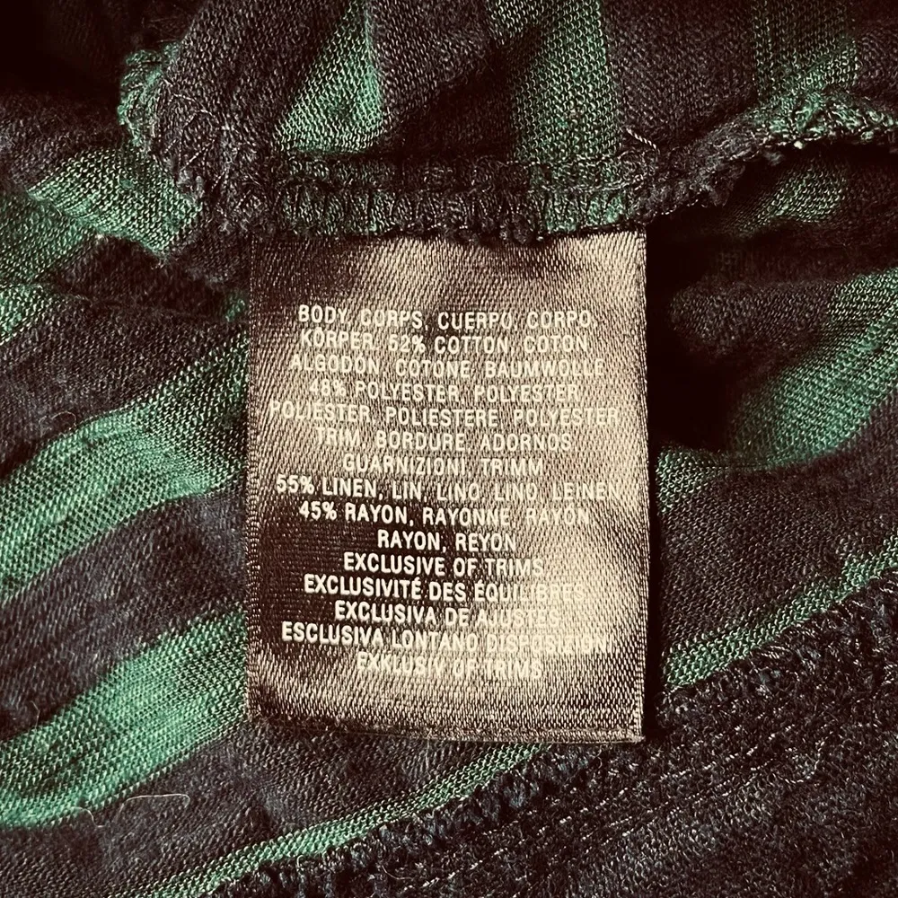 Anthropologie Postage Stamp Striped Peplum Long Sleeve Top Navy Blue Green Small - Image 3