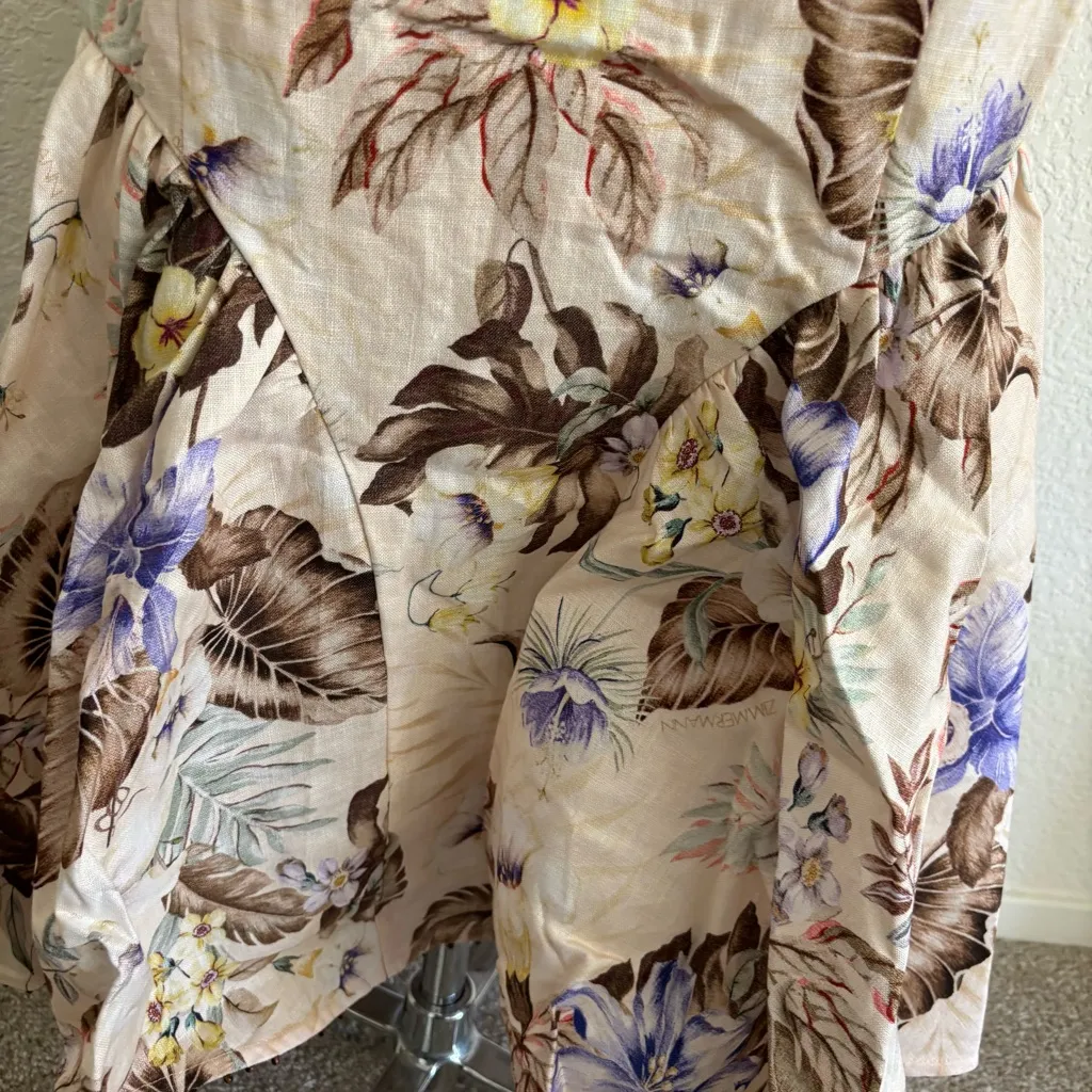 NWOT Zimmermann linen  Cream and Purple Dress - Image 8