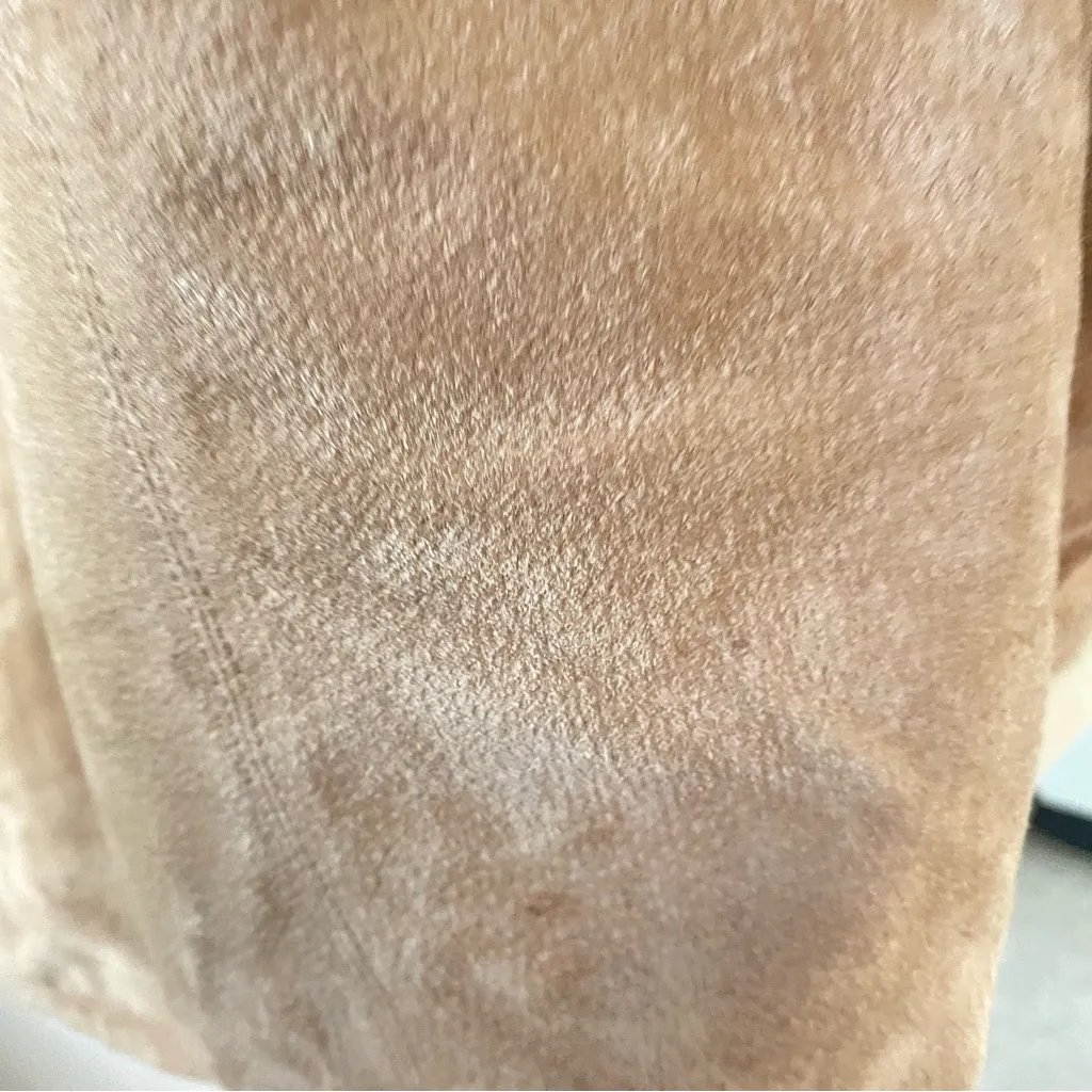 Vintage 90s St. John’s Bay Suede Leather Faux Fur Trim Hooded Jacket Coat - Image 12