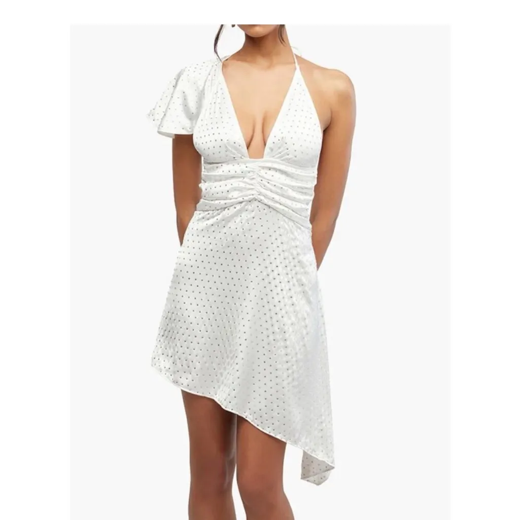 WeWoreWhat White Asymmetrical Crystal Embellished Sundress with Tie back - Image 2