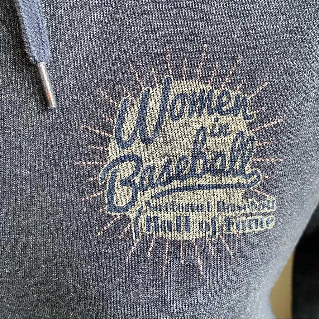 Women in Baseball Cooperstown Hoodie Gear for Sports Blue Size L - Image 4