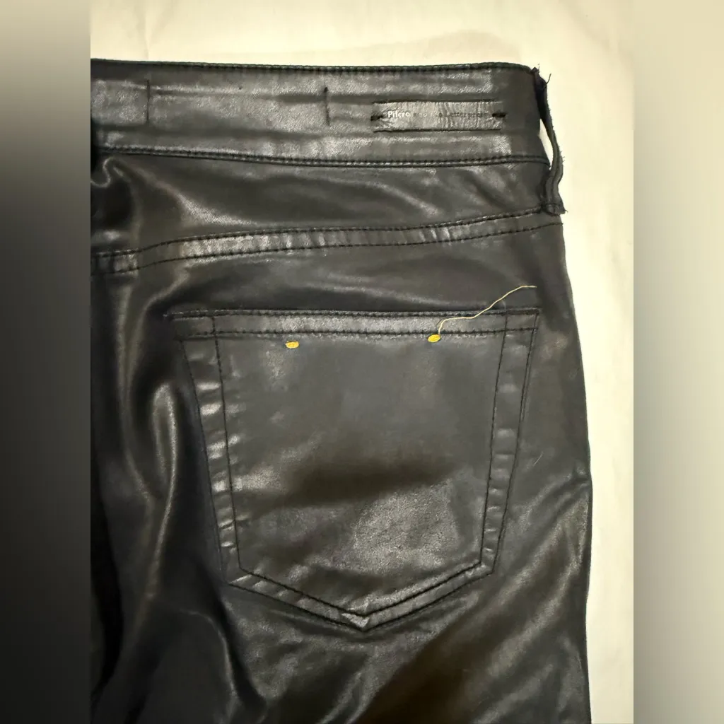 Pilcro and the Letterpress Faux Leather Lace Up Black Skinny Jeans Size 27 - Image 7