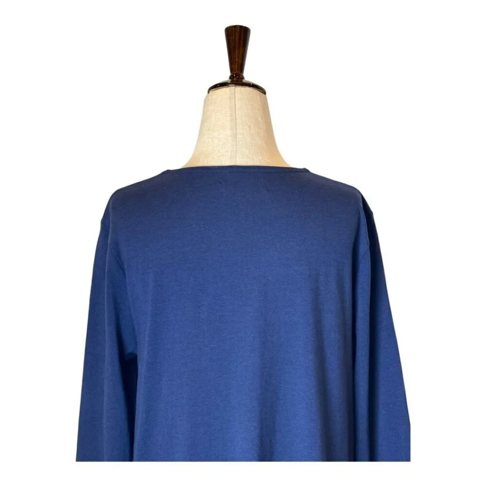United By Blue Dress Women Medium Blue Organic Cotton Long Sleeve Tunic Shift - Image 4