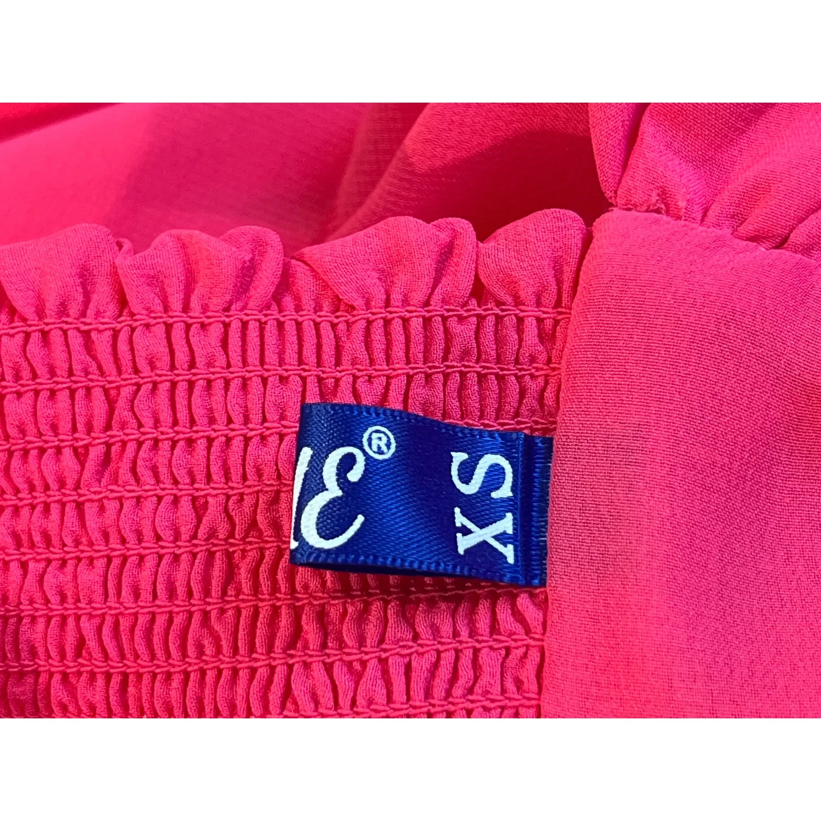 Obbue Square Neck Tie Back Soft Mini Dress Size XS Coquette Flounce Party Event Pink - Image 5