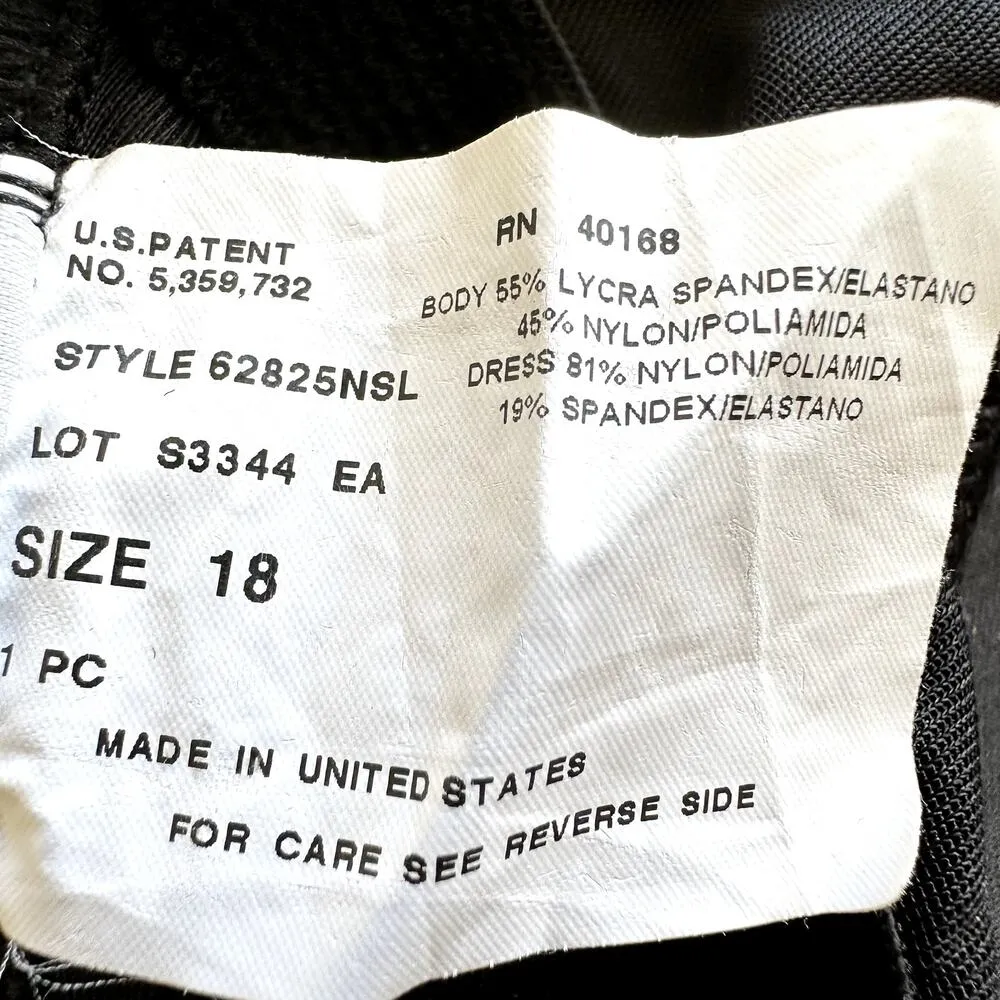 Vintage Miraclesuit One Piece Swimsuit Square Neck Removable Straps Black 18 - Image 5