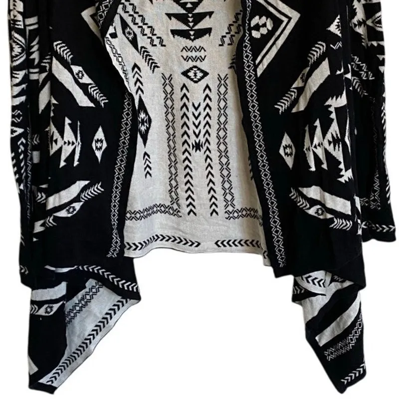 H&M Divided Southwestern Print Open Waterfall Cardigan‎ Reversible Sweater XS - Image 3