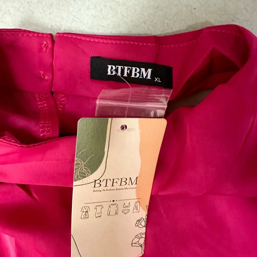 NWT BTFBM Sleeveless Cocktail Dresses, Mock Neck, Keyhole Elastic High Waist XL Pink - Image 8