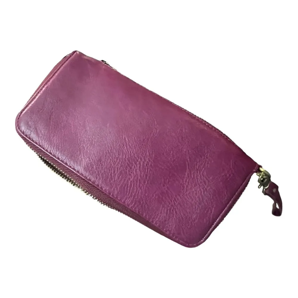 Joy Susan Chloe Purple vegan Leather Wristlet Clutch multi zip pockets wallet - Image 2