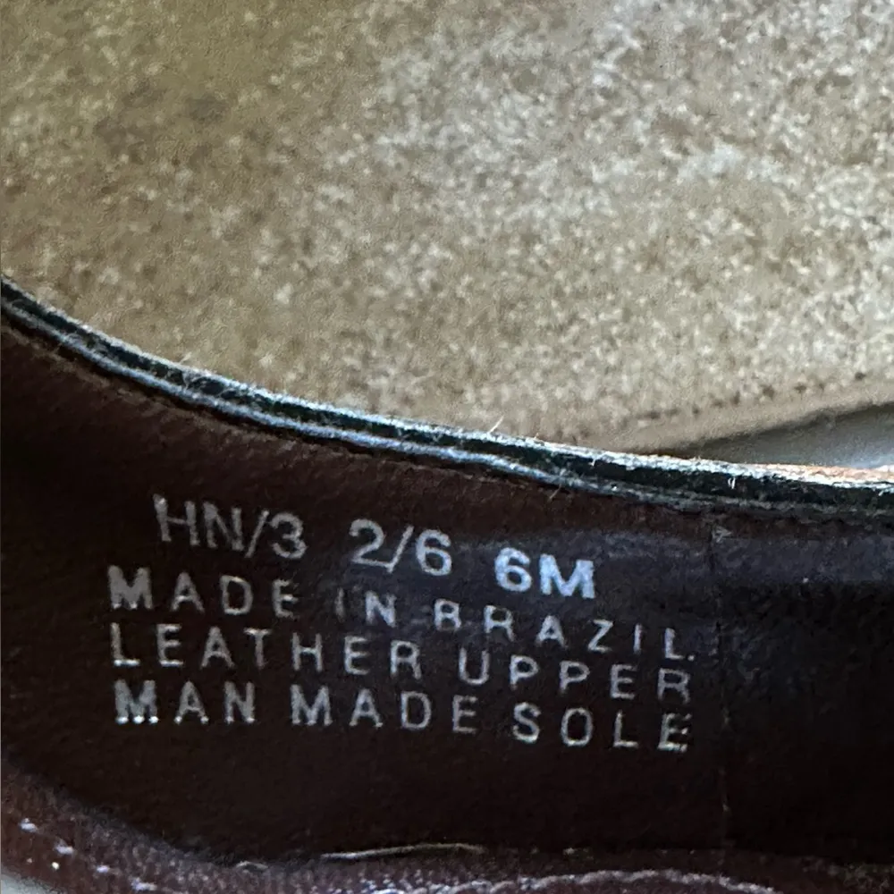 Franco Sarto Dark Brown Leather Pep Toe Wedge Shoe & Non Adjustable Trap… - Image 15