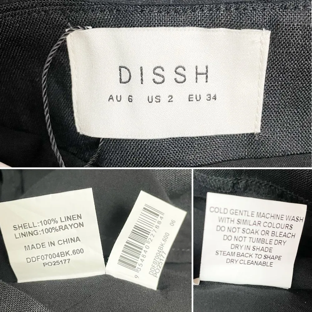 NWT DISSH Jessie Black Linen Shorts Size 2 US High Rise Zip Waist Tailored Short - Image 8