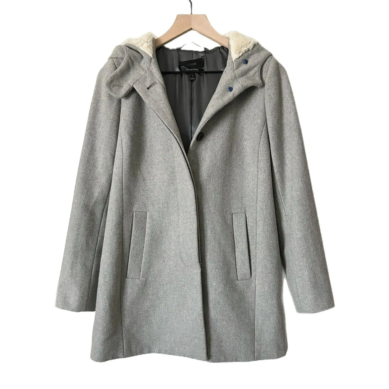 J. Crew Swingy Italian Wool Blend Hooded Coat in Heather Graphite Gray Size 0 - Image 2