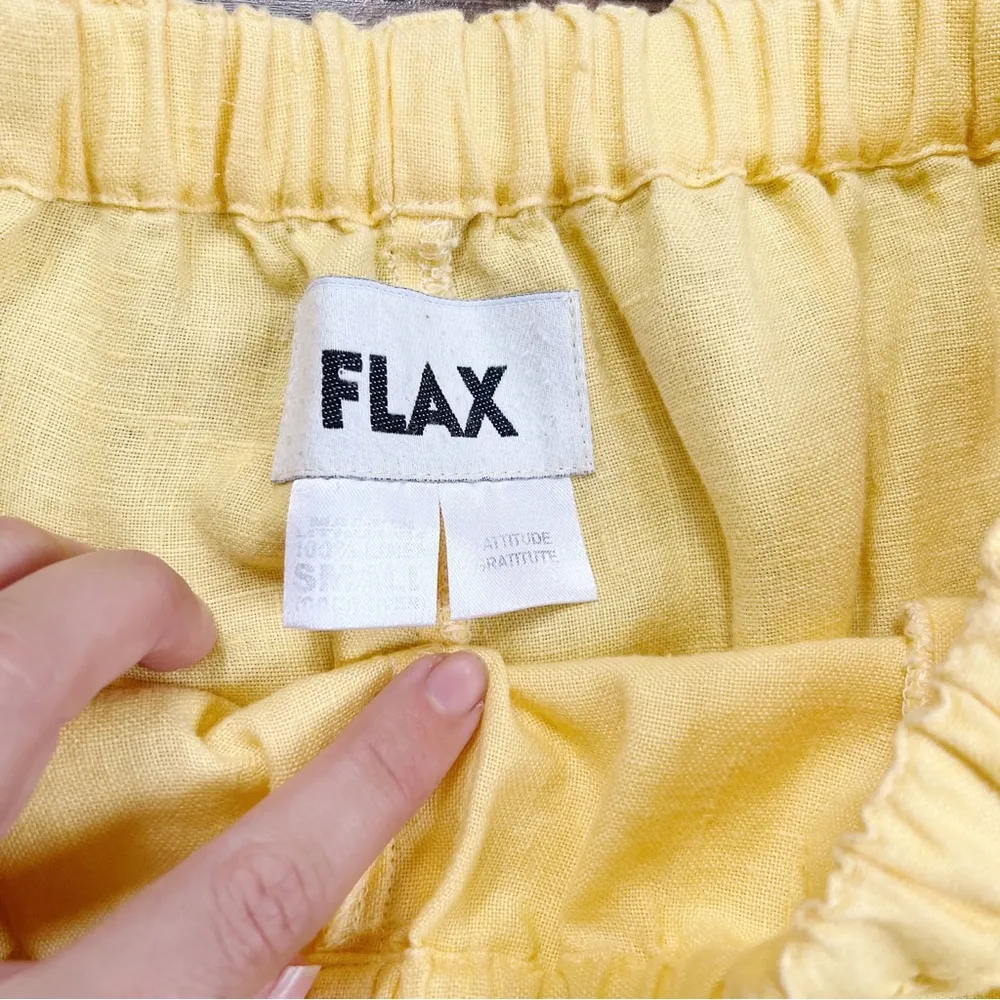 FLAX • Classic Floods Pants yellow 100% linen lagen look wide leg loose pull on - Image 4