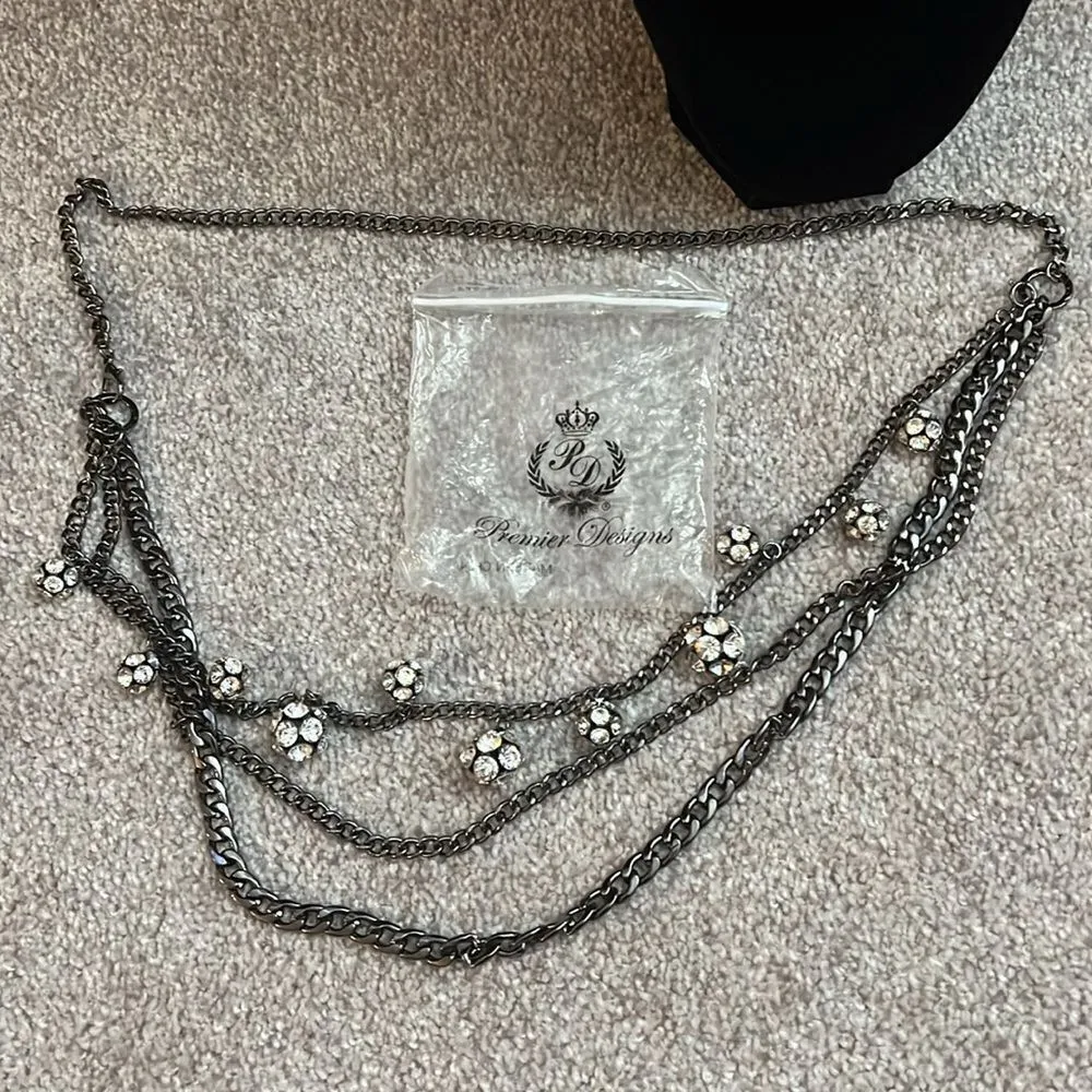 Premier Designs “All Decked Out” Hematite Multi Strand Necklace NEW - Image 8