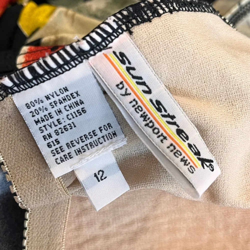 Vintage Swimsuit Floral One Piece Sun Streak Newport News 10 12 - Image 3