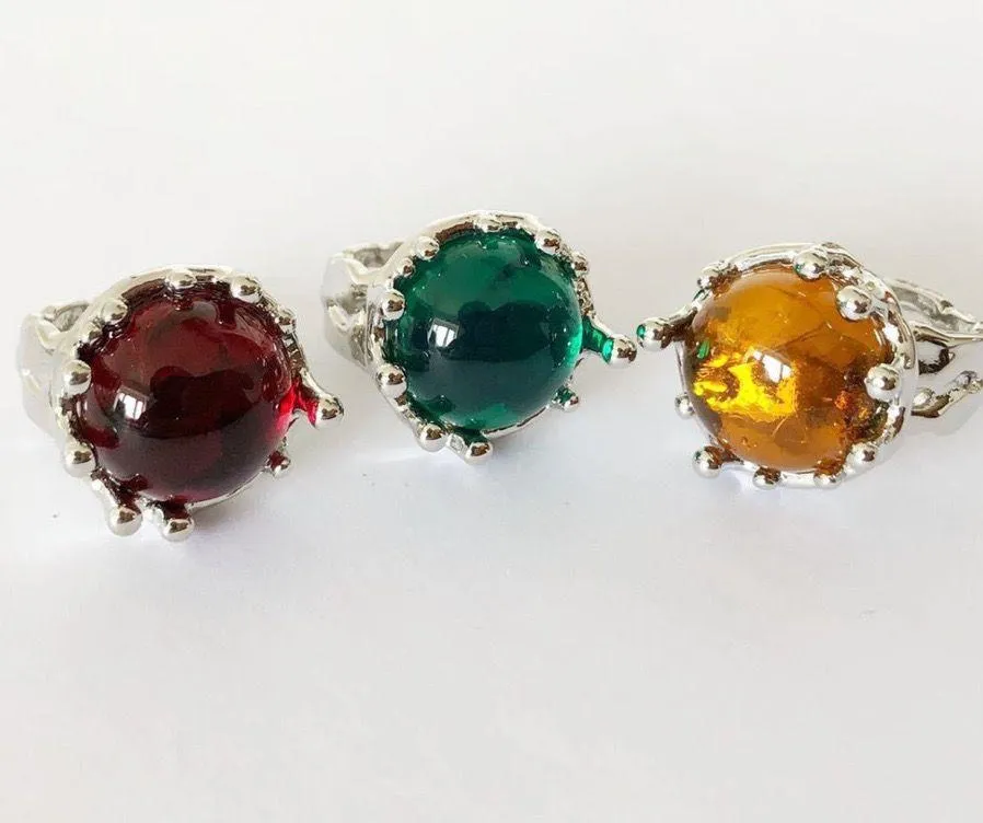 Silver ring Gem ring high end noble ring green color ring green gem ring lava ring - Image 3