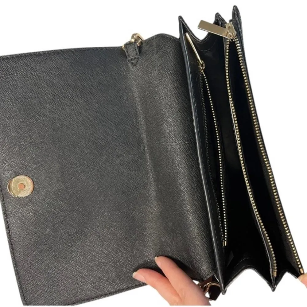 Tory Burch black leather crossbody neutral everyday purse casual - Image 7