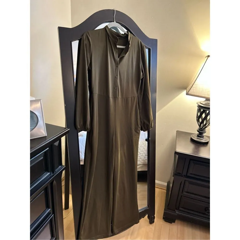 NEW JUMPSUIT ROMPER 1 PC Green with Pockets Long Sleeve M NO BELT Size M - Image 4