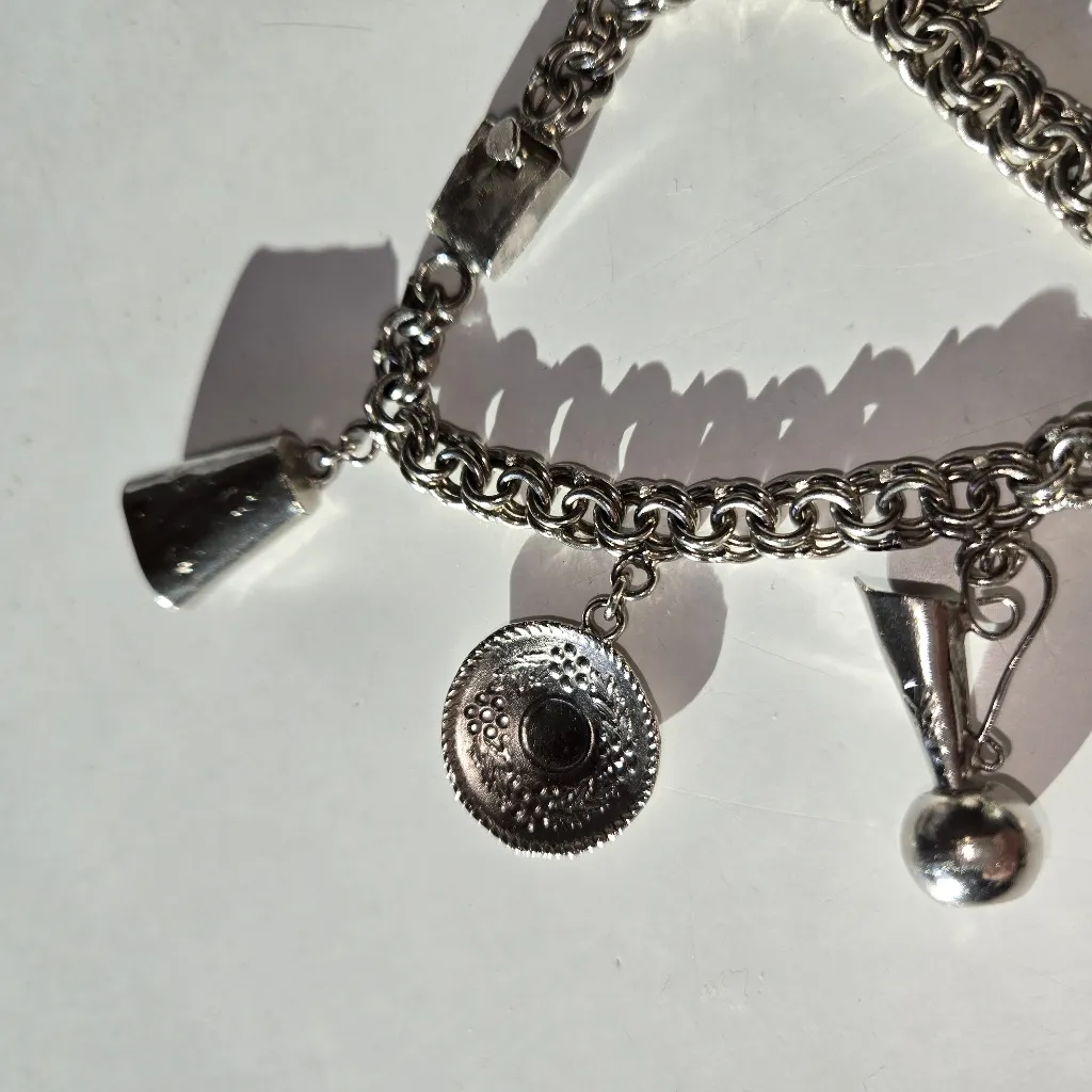 Vintage Alpaca Mexico Silver Charm Bracelet - Image 4