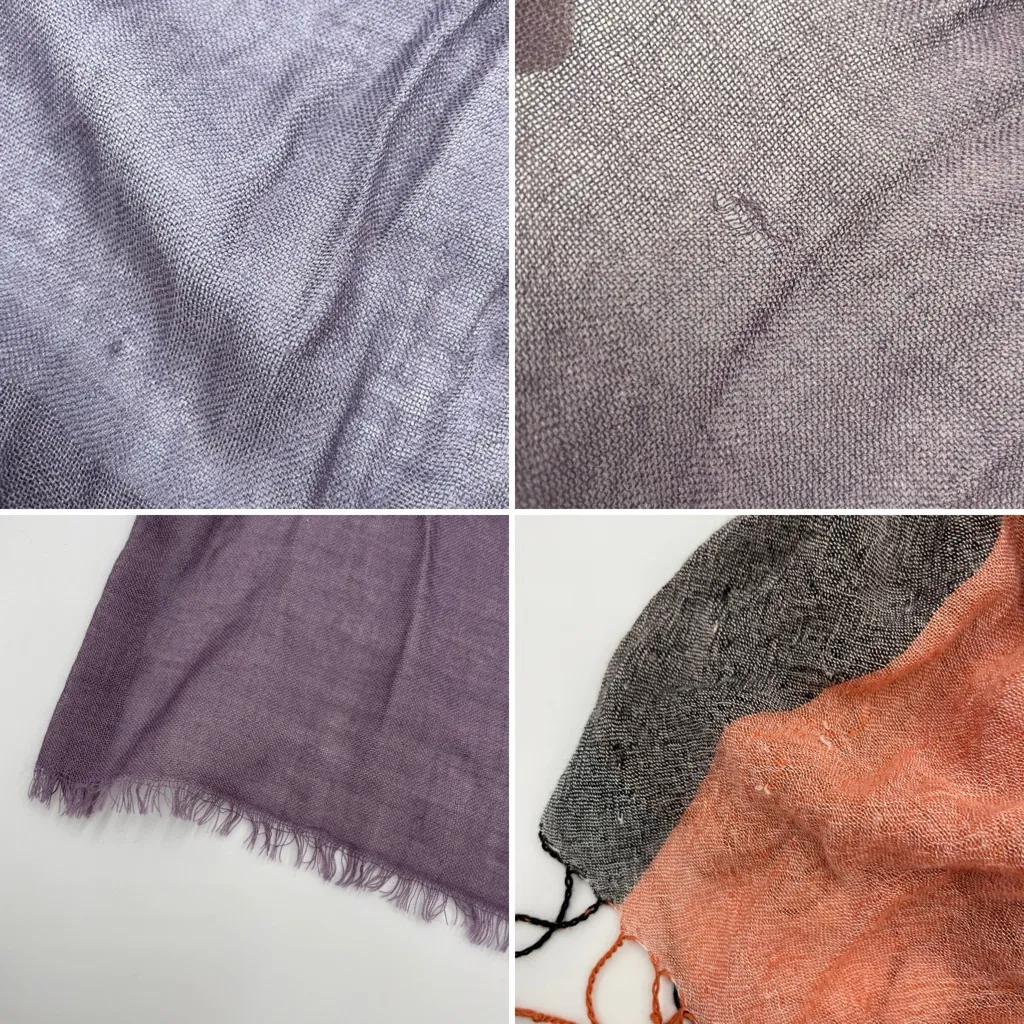 Gauzy Scarves Set of 5 Mixed Long Infinity Paisley‎ Fringe Raw Edge Floral Plaid Purple - Image 7