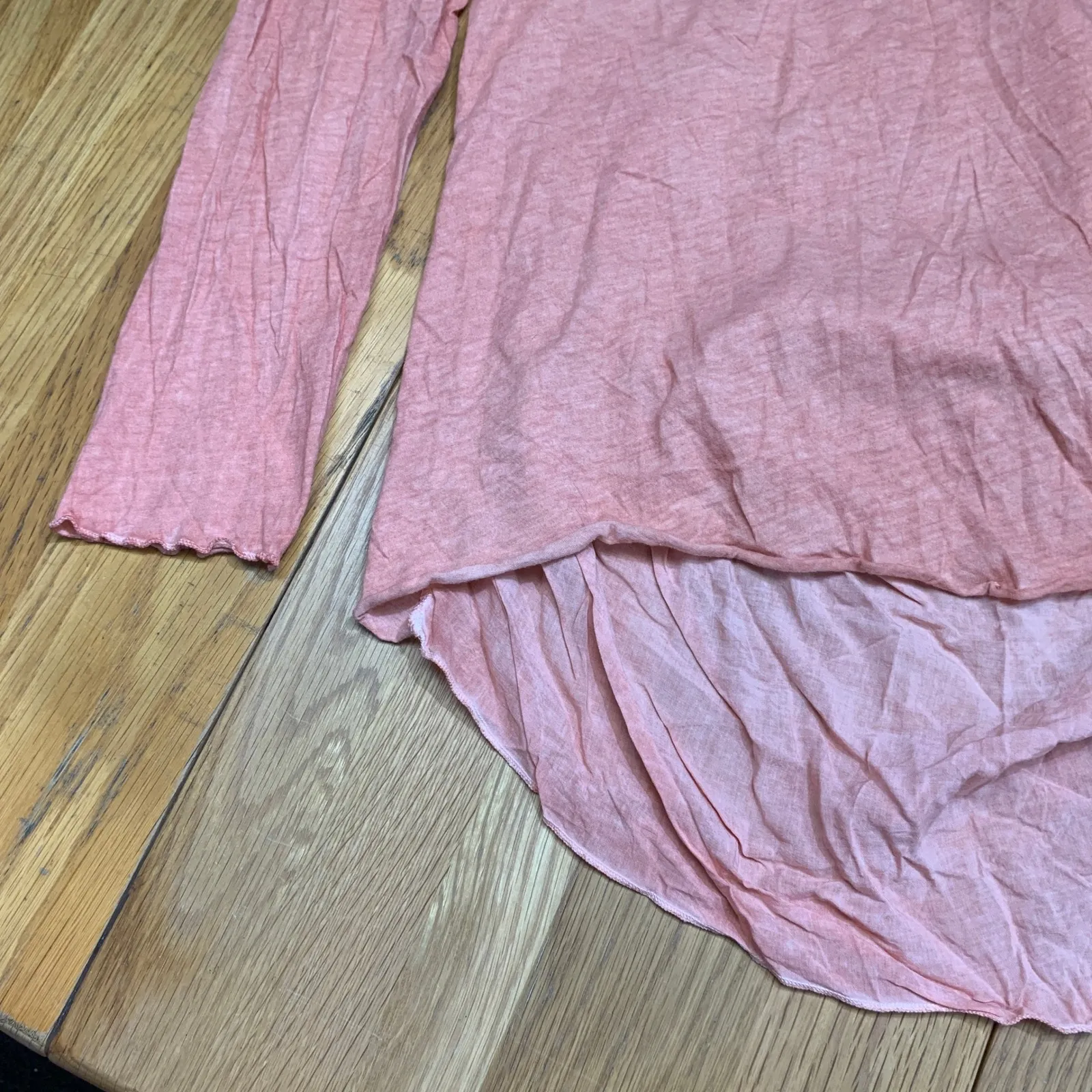 Sundance Tunic Top Coral Pink Long Sleeve High Low Cotton Viscose Size Small - Image 3