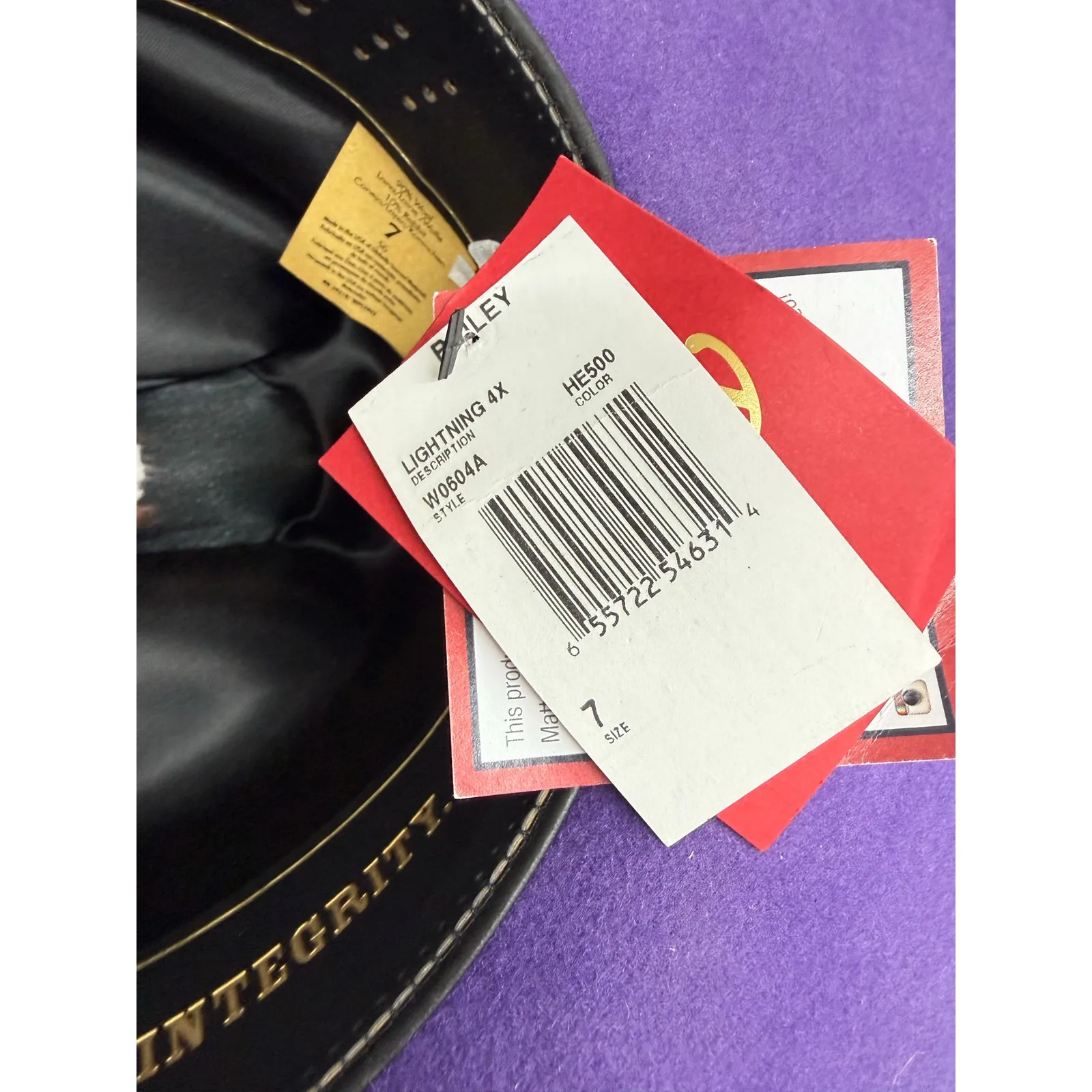 Bailey Cowboy Hat Purple Angora Wool Blend Size 7 NEW 4" Brim Made in USA - Image 6