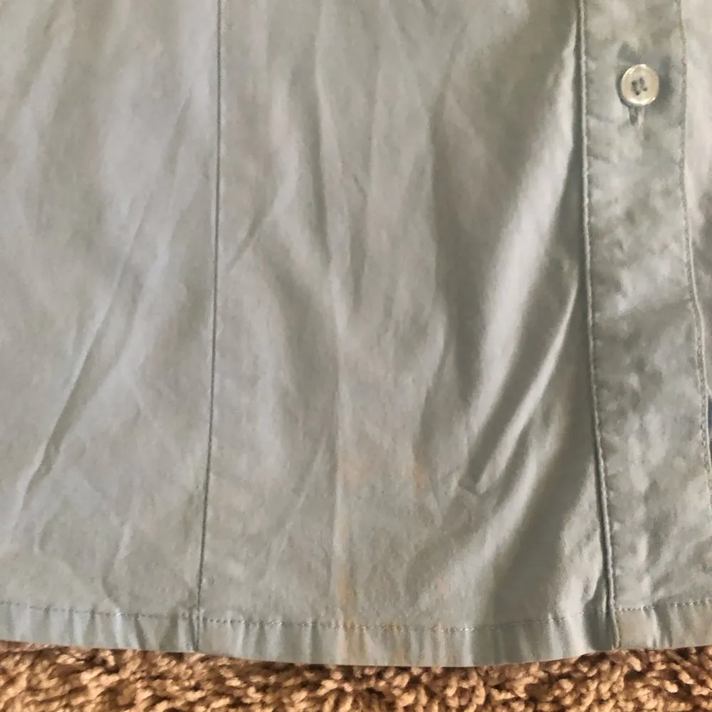 Short Sleeve Light Blue Button Up Blouse Gray Size XXL - Image 3