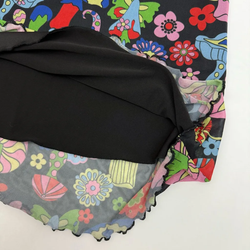 Current Mood X Dolls Kill Dark Surreal World Cami Dress Mushroom Print Mesh - Image 9