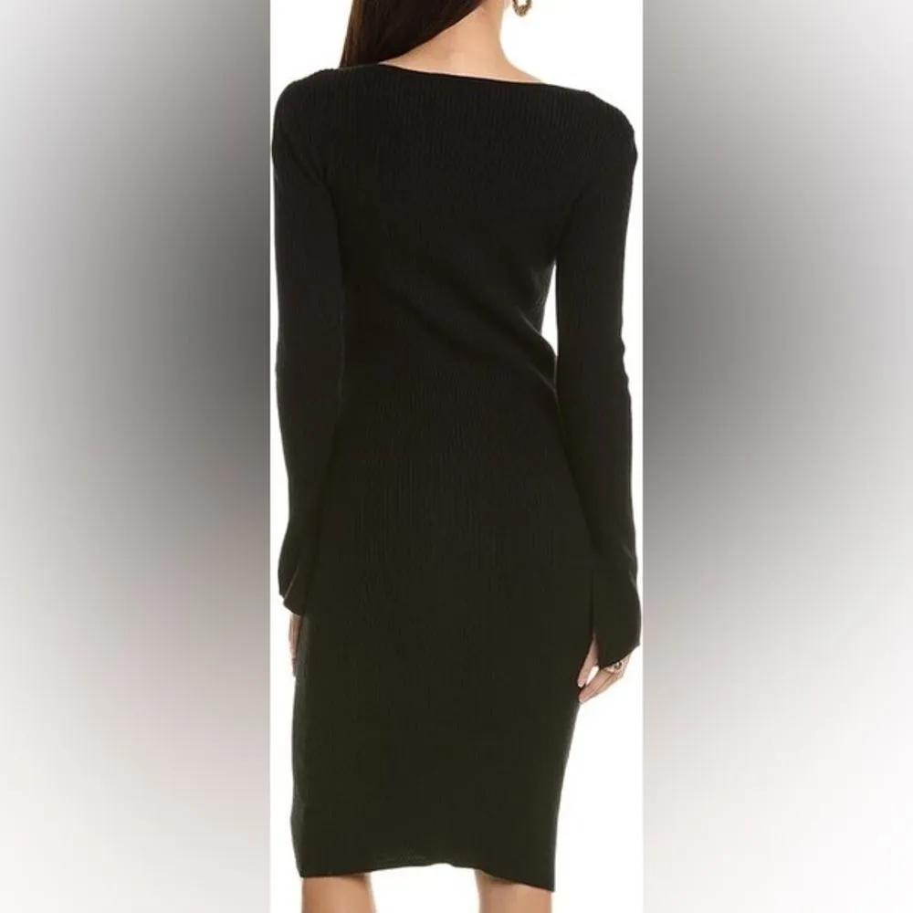 NWT Caara women's ribbed midi dress in black size m 80% cashmere Size M - Image 3