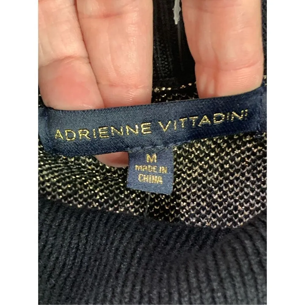 -3. Adrienne Vittadini Women's Black Gold Shimmer Metallic Pullover Sweater Medi - Image 5