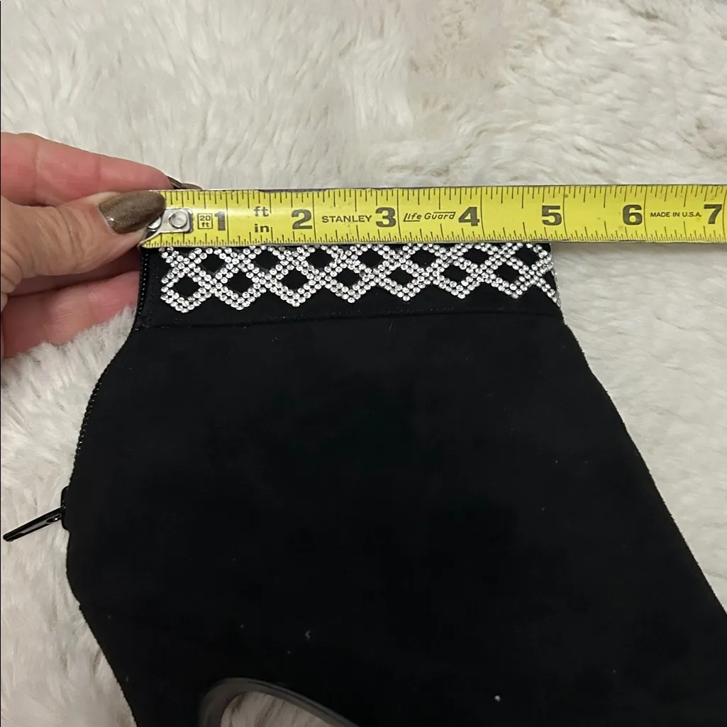 Caparros Black Suede Rhinestone Elle Ankle Booties - Image 9