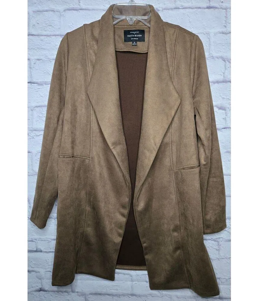 NWT Haute Monde brown Faux suede blazer coat size Small. - Image 2