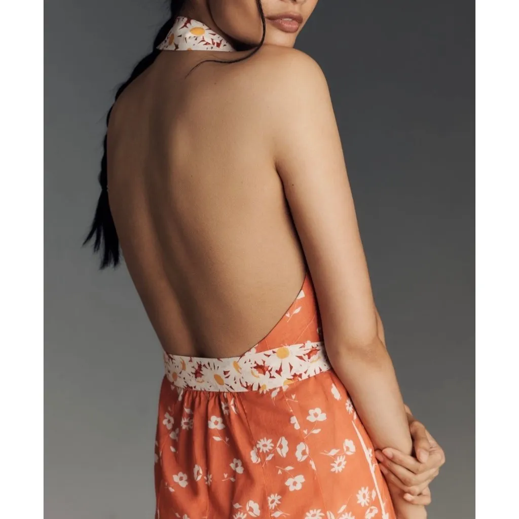 Maeve Anthropologie Halter Open-Back Godet Midi Shirt Dress Size M - Image 4