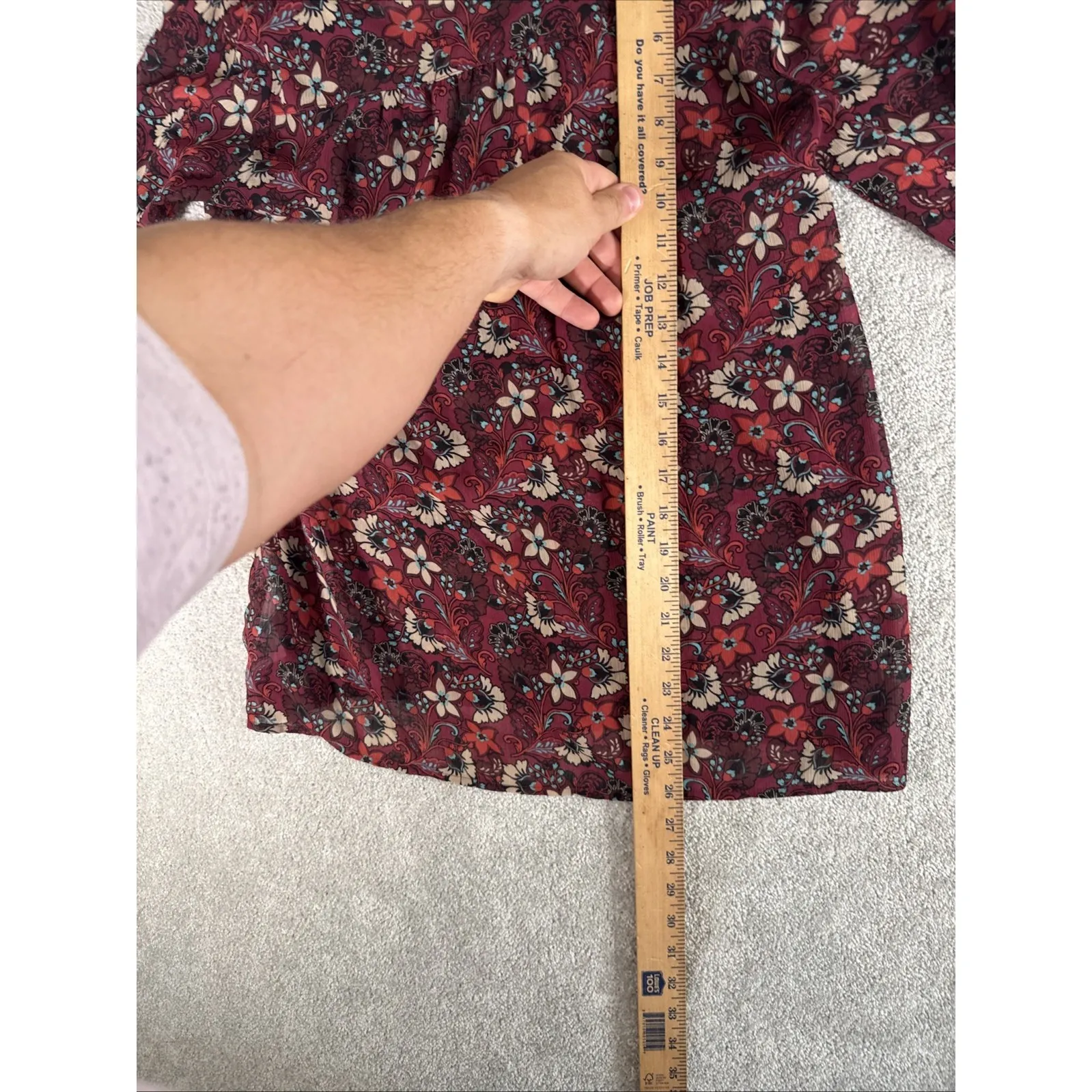 Hollister Y2K Babydoll Sheer Top‎ Small Burgundy Bc Floral Boho Peasant Festival - Image 7