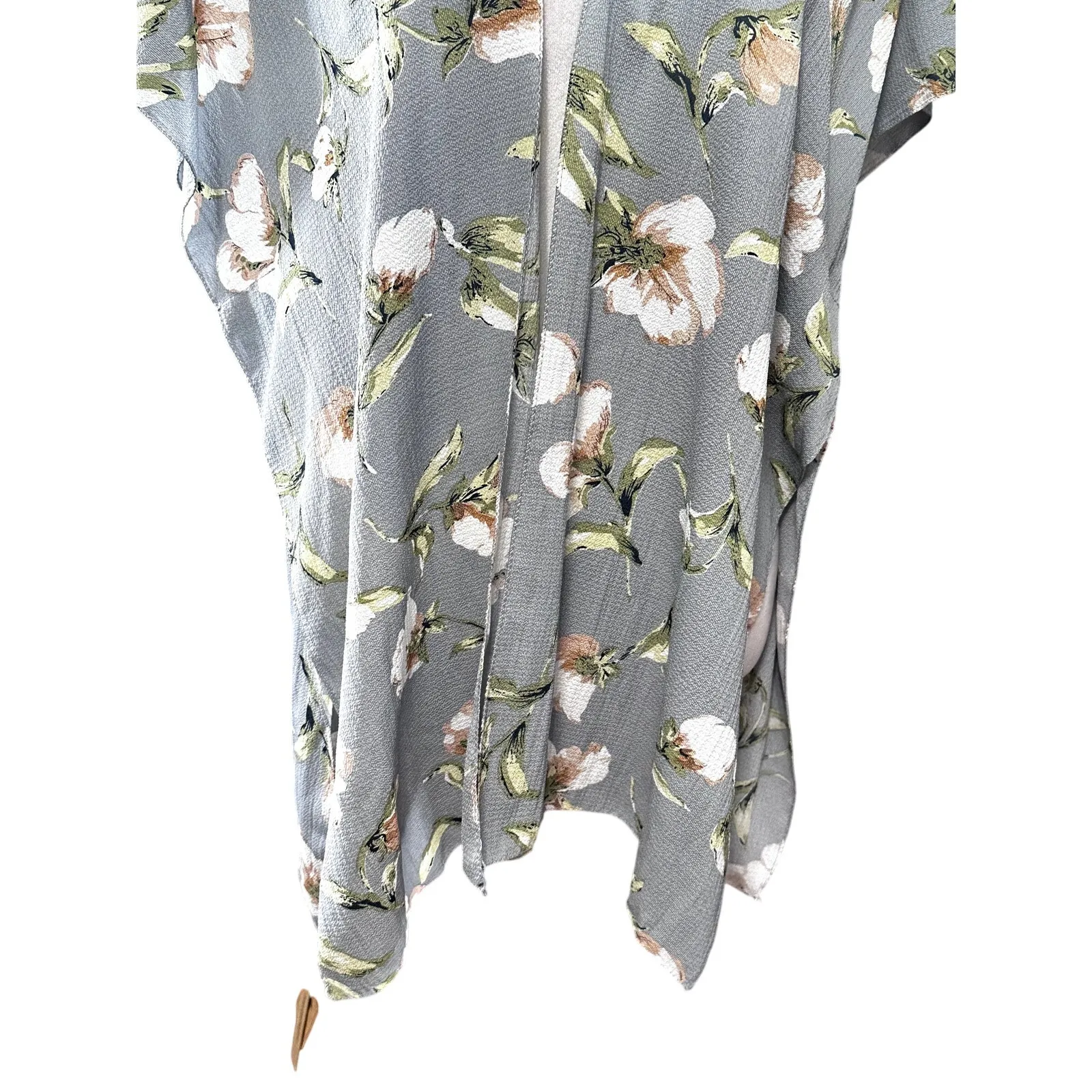 Justin & Taylor Cardigan 3 Ways Wrap Floral Print Short Sleeve Multicolor OS NWT Blue Size L - Image 3