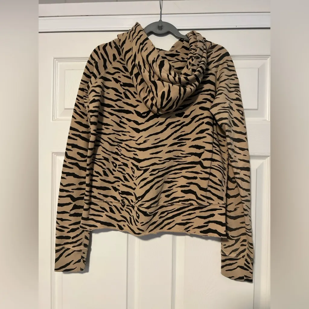 Nili Lotan Animal Print Zebra Hoody Hooded Sweater Sweatshirt Brown Black Tan Size XS - Image 2