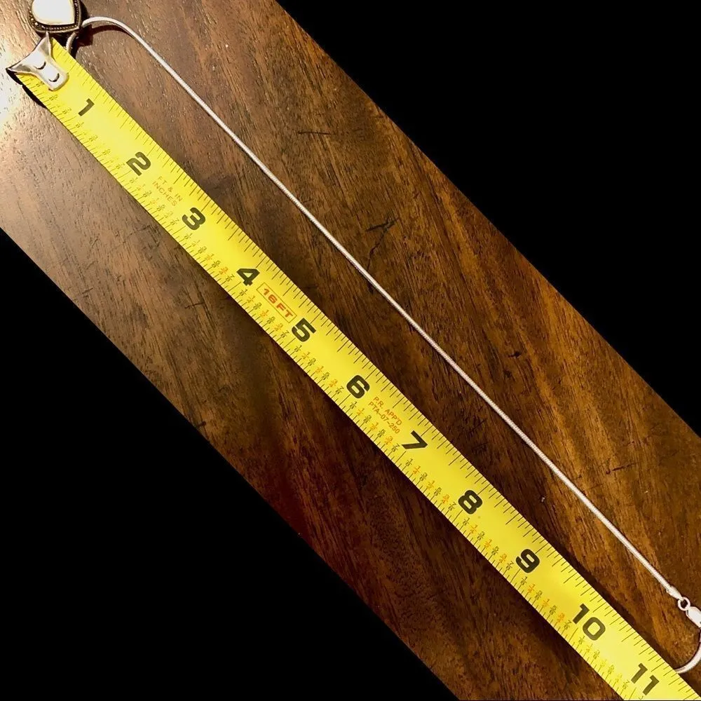 Vintage Marcasite Mother of Pearl Sterling Silver Teardrop Necklace - Image 5