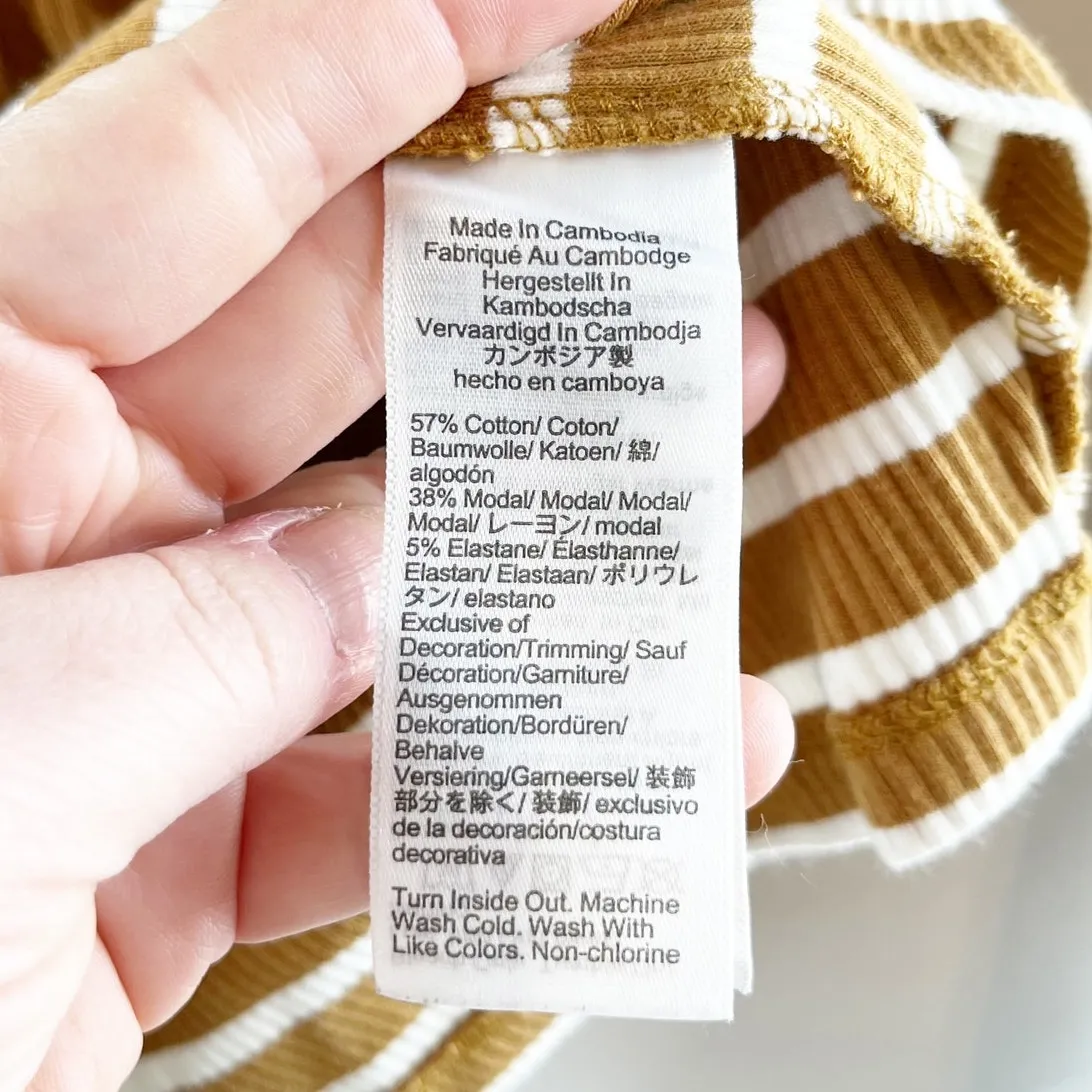 J. Crew Vintage Rib Turtleneck Striped Long Sleeve with Gold Buttons Yellow - Image 5