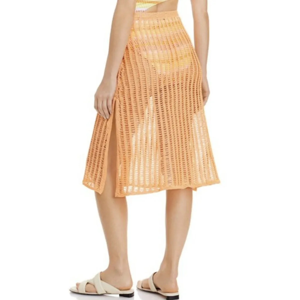 Solid & Striped $238 Women's Crochet Midi Skirt Swim Cover-Up Size L Orange - Image 2