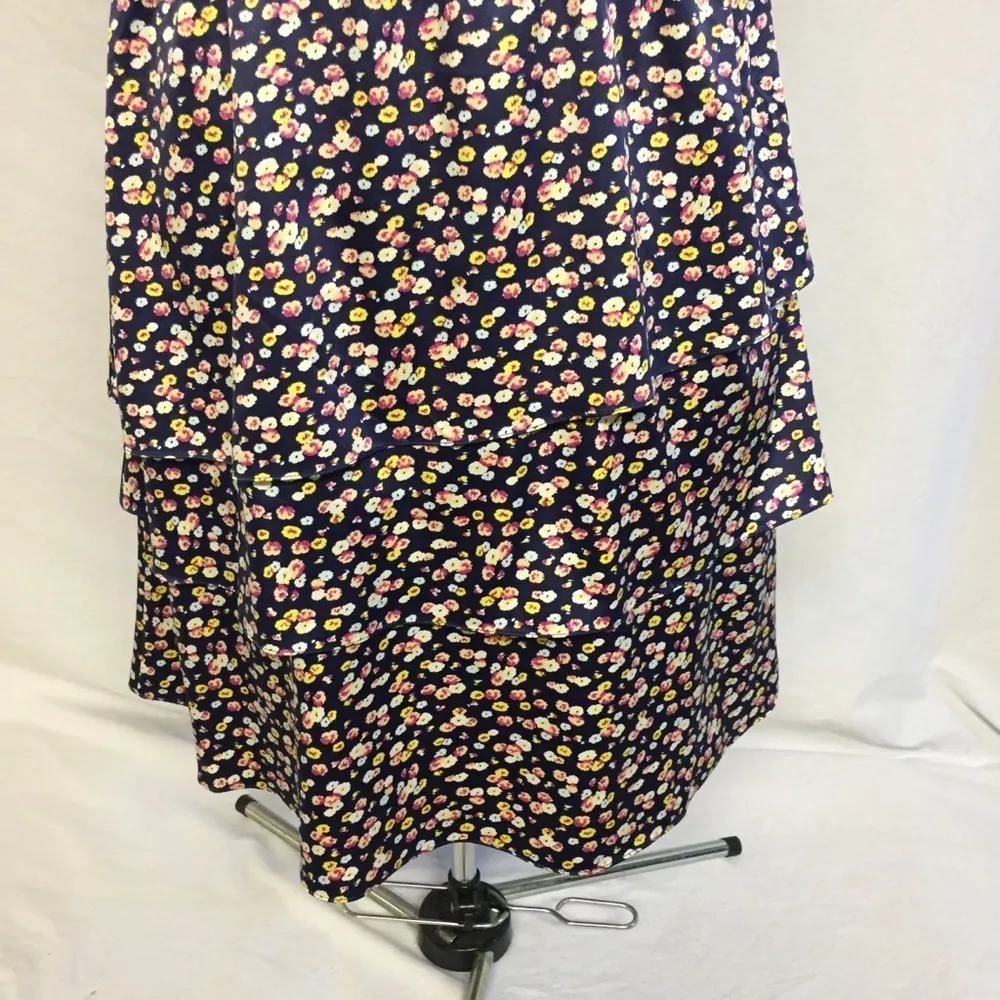The Limited Navy Floral Bottom Tiered Dress Sz 14 - Image 8