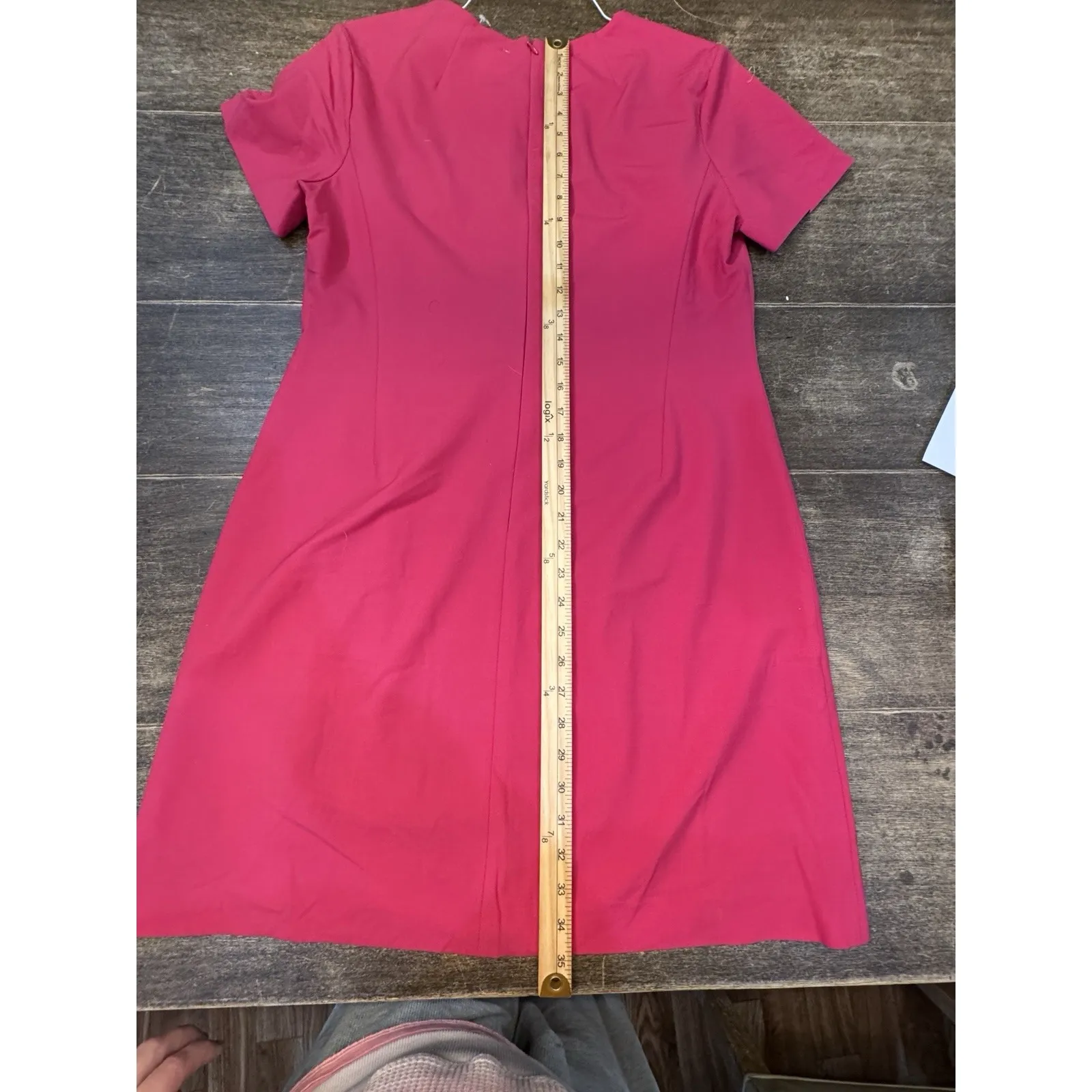 Theory Jatinn in Pink Stretch Wool Short Sleeve Dress Size 12 Sheath Career‎ - Image 11