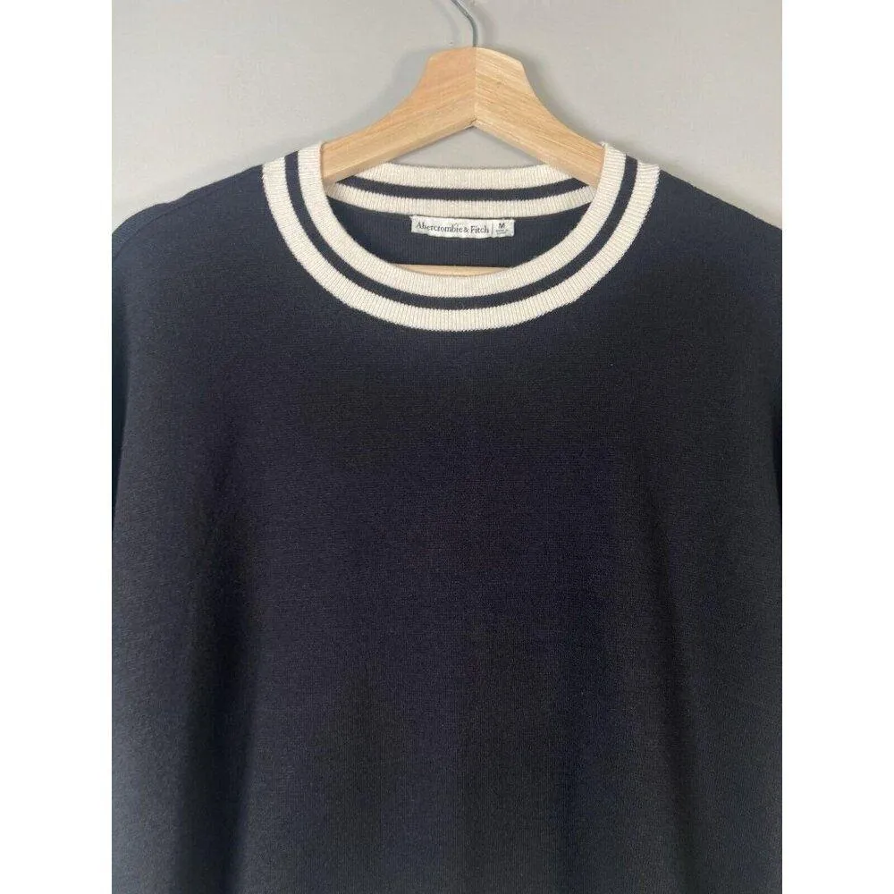 Abercrombie & Fitch LuxeLoft Sweater Tee Black White Size M Preppy Academia NWT! - Image 3