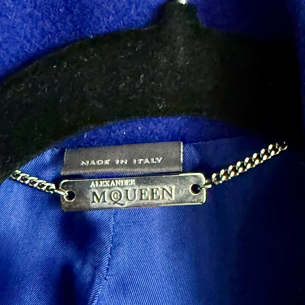 Alexander McQueen Cobalt Blue Wool/Cashmere Peacoat Sz IT 38 (US2) EUC - Image 4
