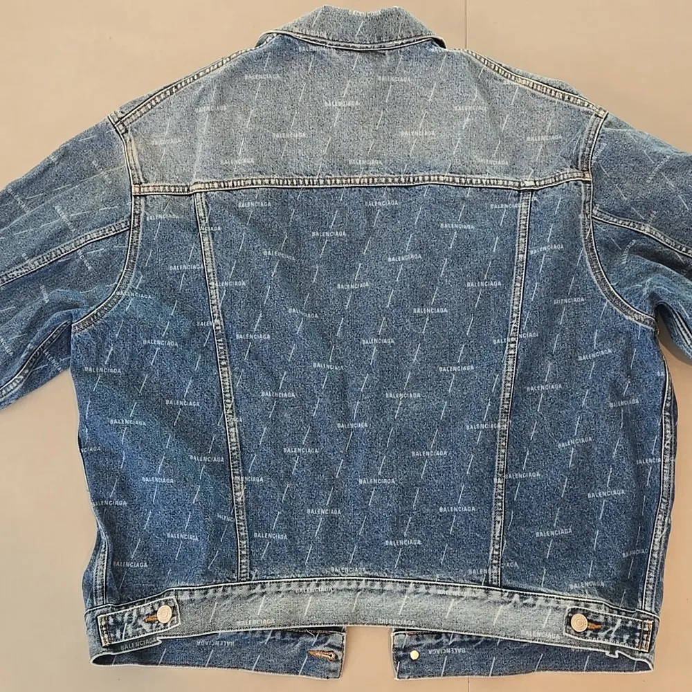 Balenciaga  Blue Monogram Logo Oversized Denim Jacket - Image 2