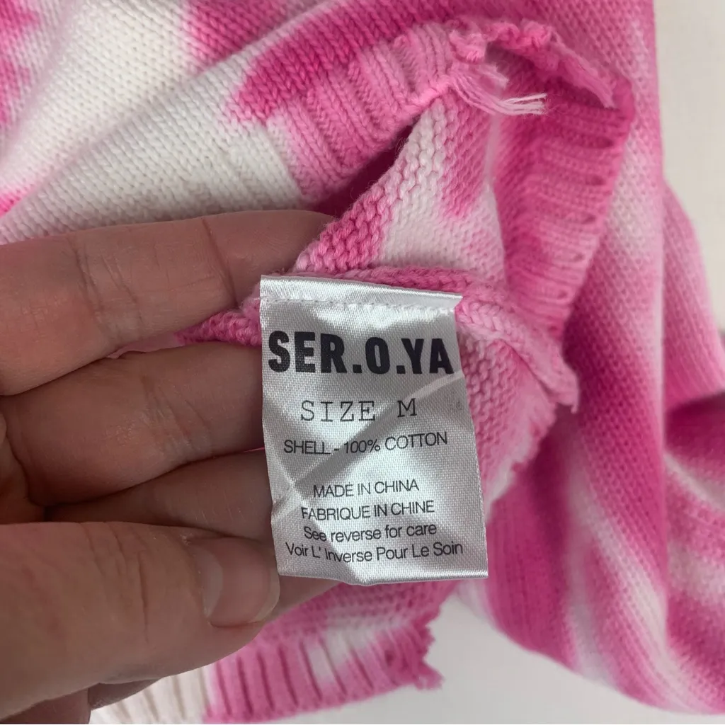 SEROYA ser.o.ya size medium new Paige cropped sweater pink tye dye line knit - Image 5
