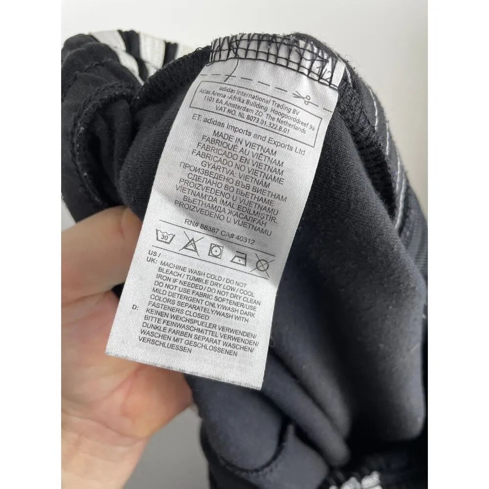 Women's ADIDAS Original Track Pants Small Black White Fitted Center Seam - S - Image 9