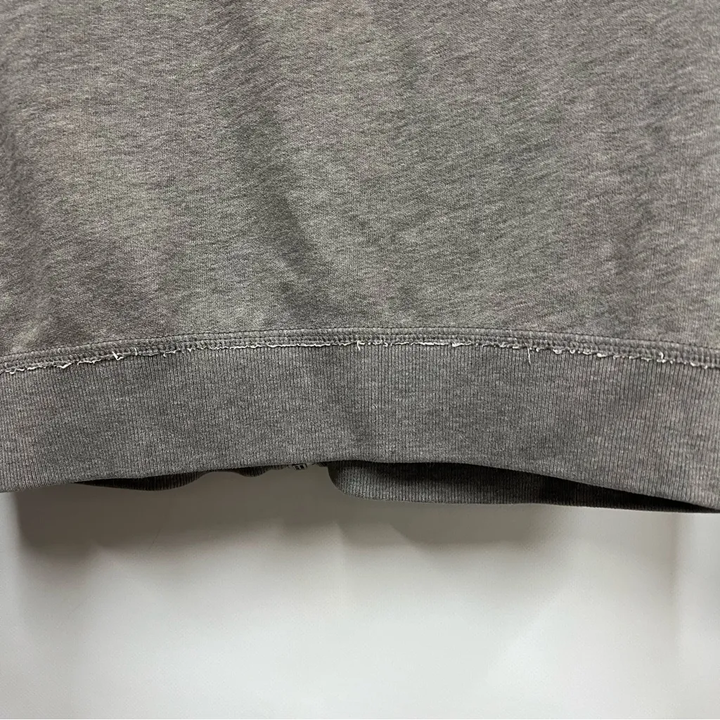 Abercrombie & Fitch Cream & grey label hoodie distressed spell out Y2K FLAWS L - Image 12