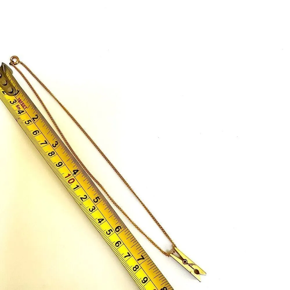 Gold tone clothes pin pendant necklace - Image 8
