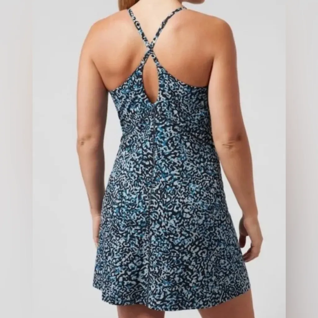 Athleta Infinity Dress Robe Infinity Leopard Blue Black Print Athletic Dress M/P - Image 2