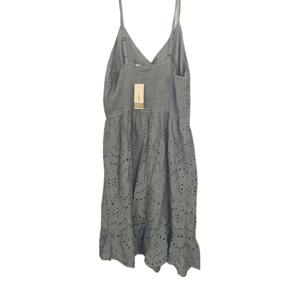 NEW Japna Cotton Design Teal Light Blue Dress Women’s Size Large Floral Bohemian - Image 3